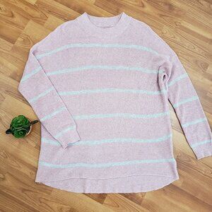 American Eagle Outfitters Oversized Jegging Fit Stripe Sweater Sz S Pink Grey